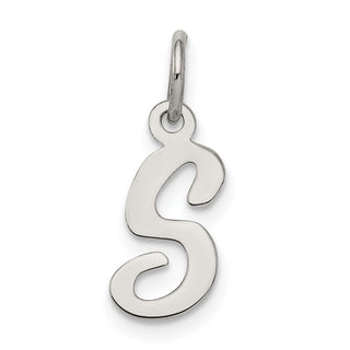 Sterling Silver Rhodium-plated Small Script Initial S Charm