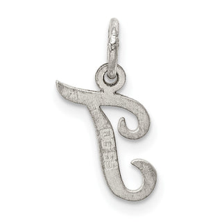 Sterling Silver Rhodium-plated Small Script Initial T Charm