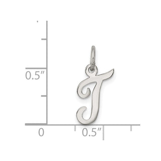 Sterling Silver Rhodium-plated Small Script Initial T Charm