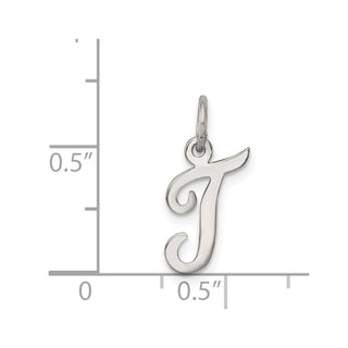 Sterling Silver Rhodium-plated Small Script Initial T Charm
