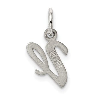 Sterling Silver Rhodium-plated Small Script Initial V Charm