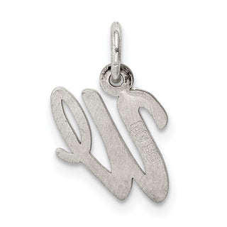 Sterling Silver Rhodium-plated Small Script Initial W Charm