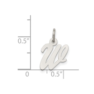 Sterling Silver Rhodium-plated Small Script Initial W Charm