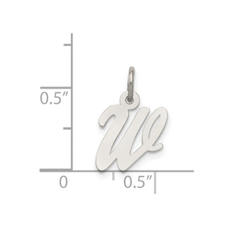 Sterling Silver Rhodium-plated Small Script Initial W Charm