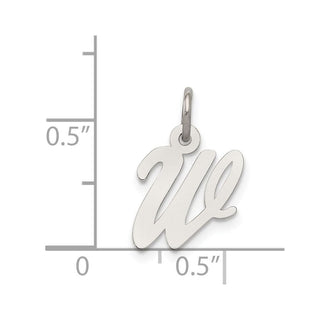 Sterling Silver Rhodium-plated Small Script Initial W Charm
