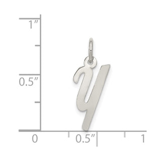 Sterling Silver Rhodium-plated Small Script Initial Y Charm