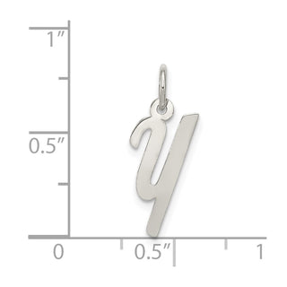 Sterling Silver Rhodium-plated Small Script Initial Y Charm