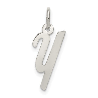 Sterling Silver Rhodium-plated Small Script Initial Y Charm