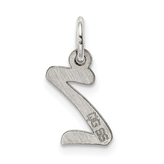 Sterling Silver Rhodium-plated Small Script Initial Z Charm