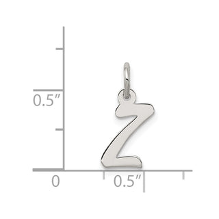 Sterling Silver Rhodium-plated Small Script Initial Z Charm