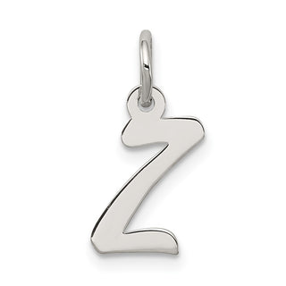 Sterling Silver Rhodium-plated Small Script Initial Z Charm