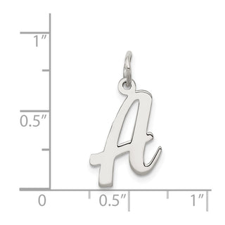 Sterling Silver Rhodium-plated Medium Script Initial A Charm