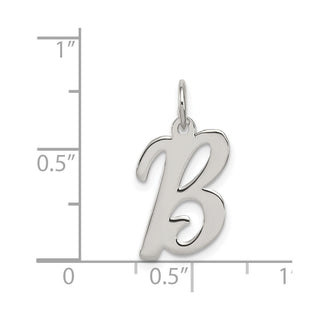 Sterling Silver Rhodium-plated Medium Script Initial B Charm
