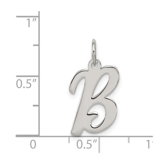 Sterling Silver Rhodium-plated Medium Script Initial B Charm