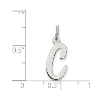 Sterling Silver Rhodium-plated Medium Script Initial C Charm