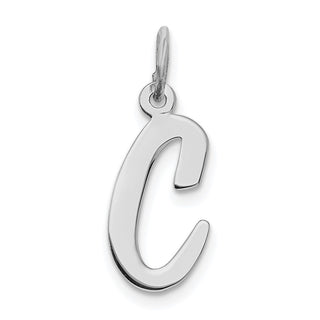 Sterling Silver Rhodium-plated Medium Script Initial C Charm