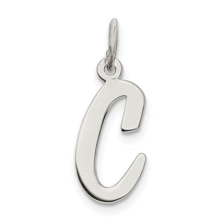 Sterling Silver Rhodium-plated Medium Script Initial C Charm