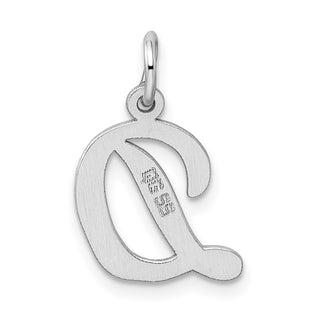 Sterling Silver Rhodium-plated Medium Script Initial D Charm