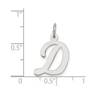Sterling Silver Rhodium-plated Medium Script Initial D Charm