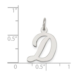 Sterling Silver Rhodium-plated Medium Script Initial D Charm