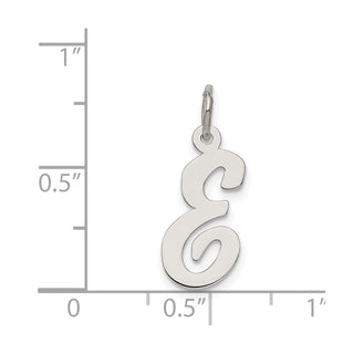 Sterling Silver Rhodium-plated Medium Script Initial E Charm