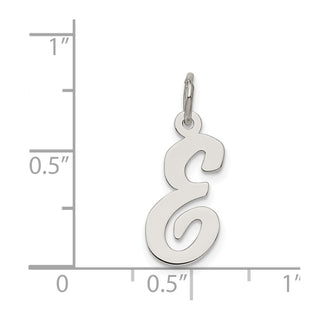 Sterling Silver Rhodium-plated Medium Script Initial E Charm