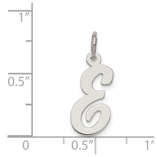 Sterling Silver Rhodium-plated Medium Script Initial E Charm