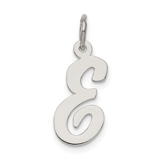 Sterling Silver Rhodium-plated Medium Script Initial E Charm