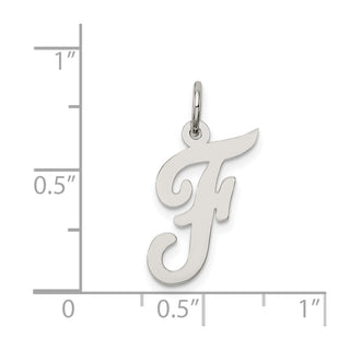 Sterling Silver Rhodium-plated Medium Script Initial F Charm