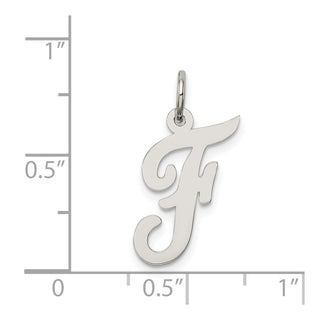 Sterling Silver Rhodium-plated Medium Script Initial F Charm