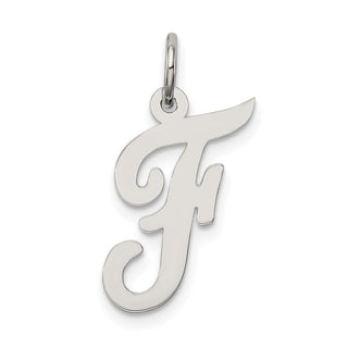 Sterling Silver Rhodium-plated Medium Script Initial F Charm