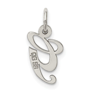 Sterling Silver Rhodium-plated Medium Script Initial G Charm