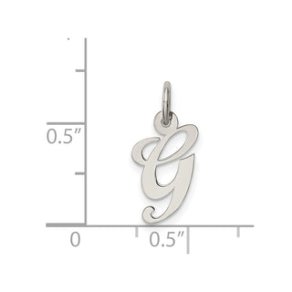 Sterling Silver Rhodium-plated Medium Script Initial G Charm