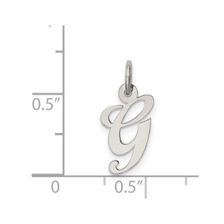 Sterling Silver Rhodium-plated Medium Script Initial G Charm