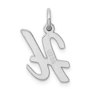 Sterling Silver Rhodium-plated Medium Script Initial H Charm