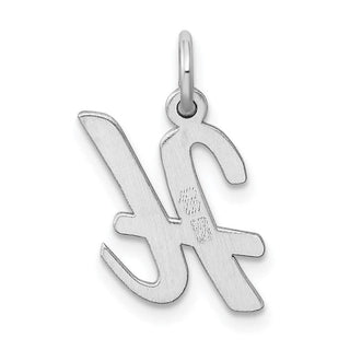 Sterling Silver Rhodium-plated Medium Script Initial H Charm