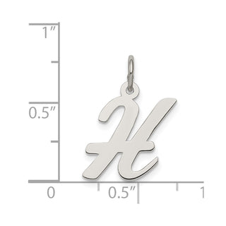 Sterling Silver Rhodium-plated Medium Script Initial H Charm