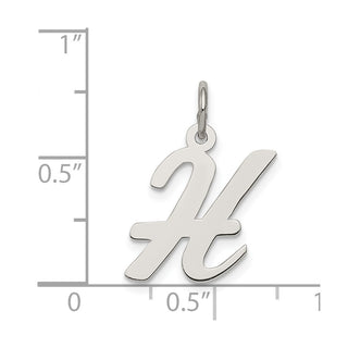 Sterling Silver Rhodium-plated Medium Script Initial H Charm