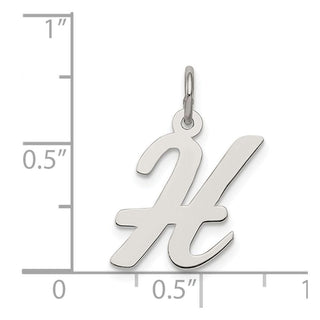 Sterling Silver Rhodium-plated Medium Script Initial H Charm