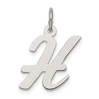 Sterling Silver Rhodium-plated Medium Script Initial H Charm