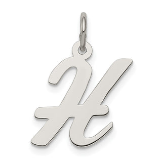 Sterling Silver Rhodium-plated Medium Script Initial H Charm