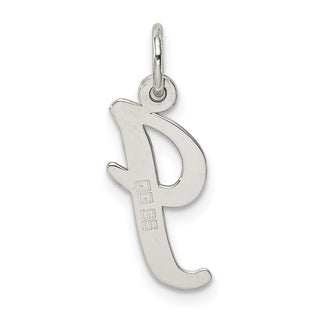 Sterling Silver Rhodium-plated Medium Script Initial I Charm