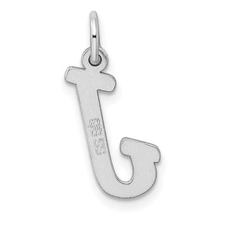 Sterling Silver Rhodium-plated Medium Script Initial J Charm
