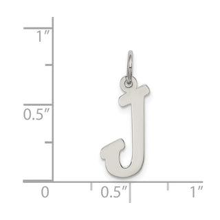 Sterling Silver Rhodium-plated Medium Script Initial J Charm