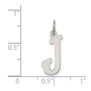 Sterling Silver Rhodium-plated Medium Script Initial J Charm