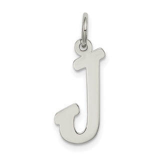 Sterling Silver Rhodium-plated Medium Script Initial J Charm