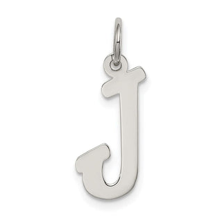 Sterling Silver Rhodium-plated Medium Script Initial J Charm