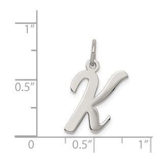 Sterling Silver Rhodium-plated Medium Script Initial K Charm