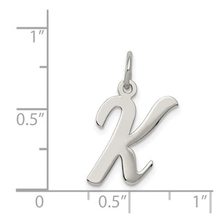 Sterling Silver Rhodium-plated Medium Script Initial K Charm