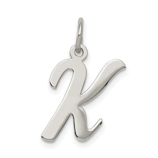 Sterling Silver Rhodium-plated Medium Script Initial K Charm